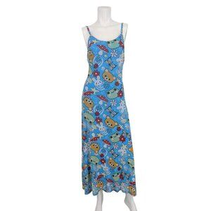 Sweet Society Kawaii Cartoon Maxi Slip Dress Y2K Fairy Bodycon Whimsical Size S
